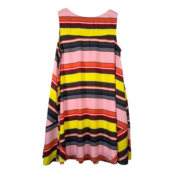 Colorful EShakti Womens Sleeveless Striped Swing Dress 2X-20W with Pockets - Picture 3 of 7